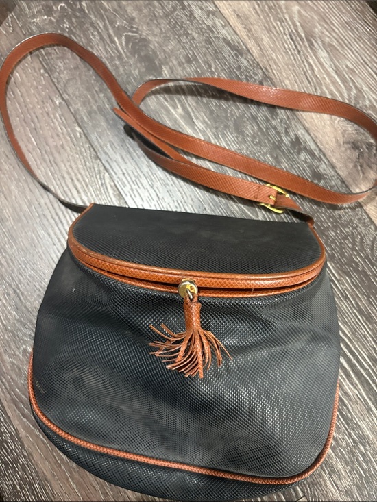 Bottega Veneta Handbags - Bottega Veneta Black Crossbody Bag with Brown Leather Trim and Tassel